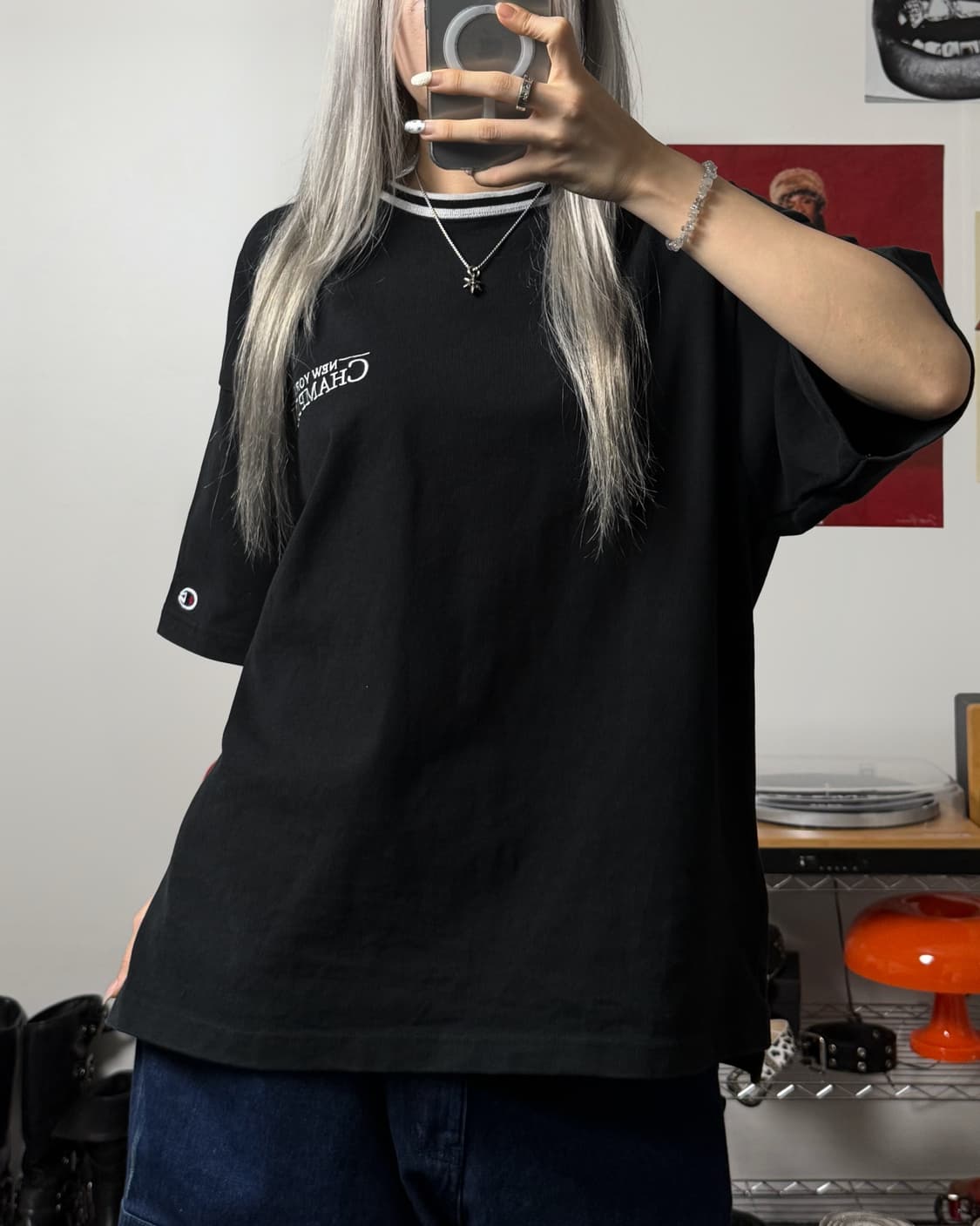 챔피온 재팬라인 00s 블랙 헤비 티셔츠 상품이미지2