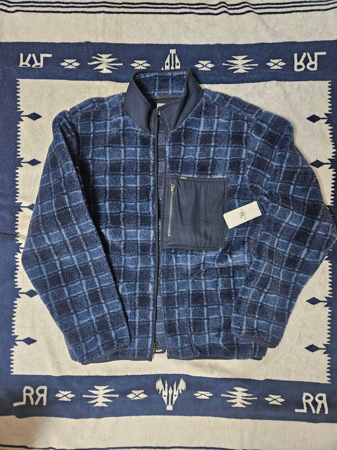 RRL 플래드 플리스 자켓 블루 XL 상품이미지1