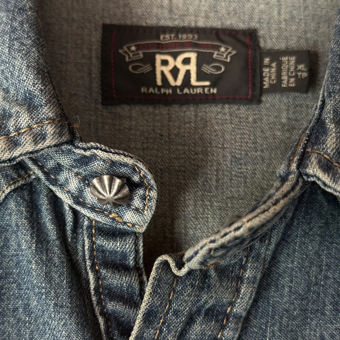 RRL 더블알엘 데님 웨스턴 셔츠 블루 상품이미지3