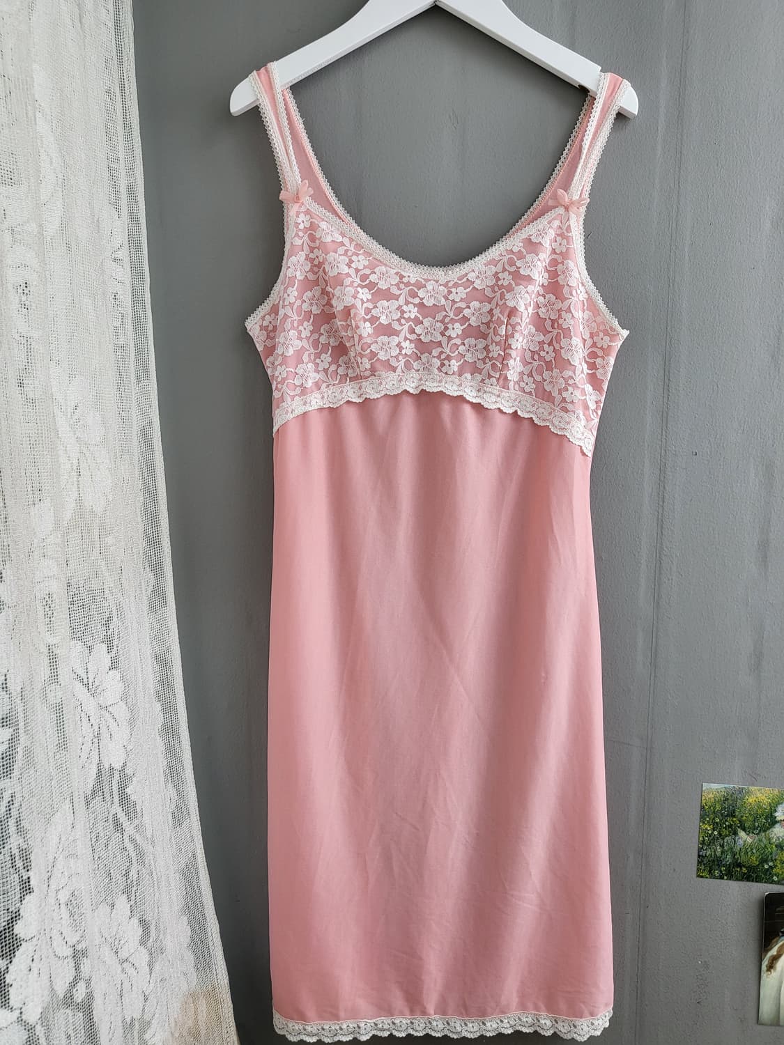 빈티지 소프트 코랄 핑크 슬립 드레스 상품이미지2