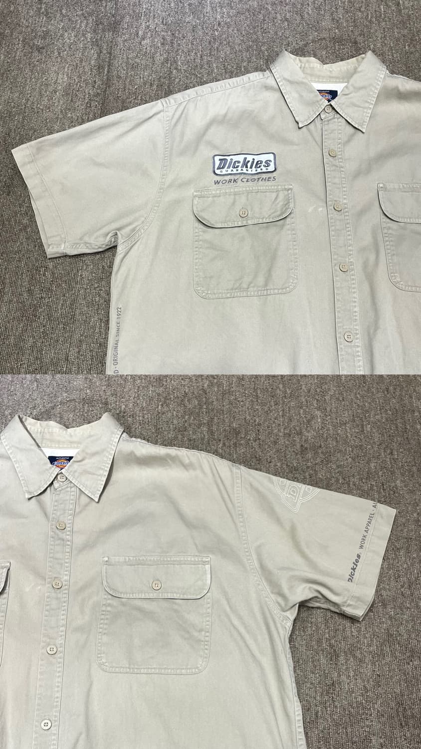 (XL) Dickies 디키즈 반팔 워크 셔츠 패치 자수 베이지 상품이미지6