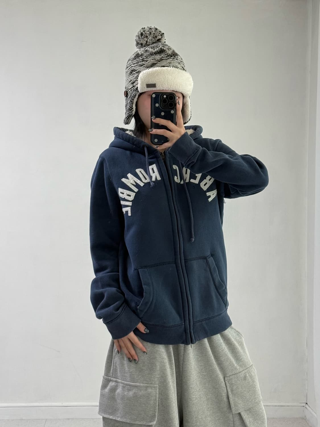 아베크롬비 네이비 양털 후드집업 상품이미지1