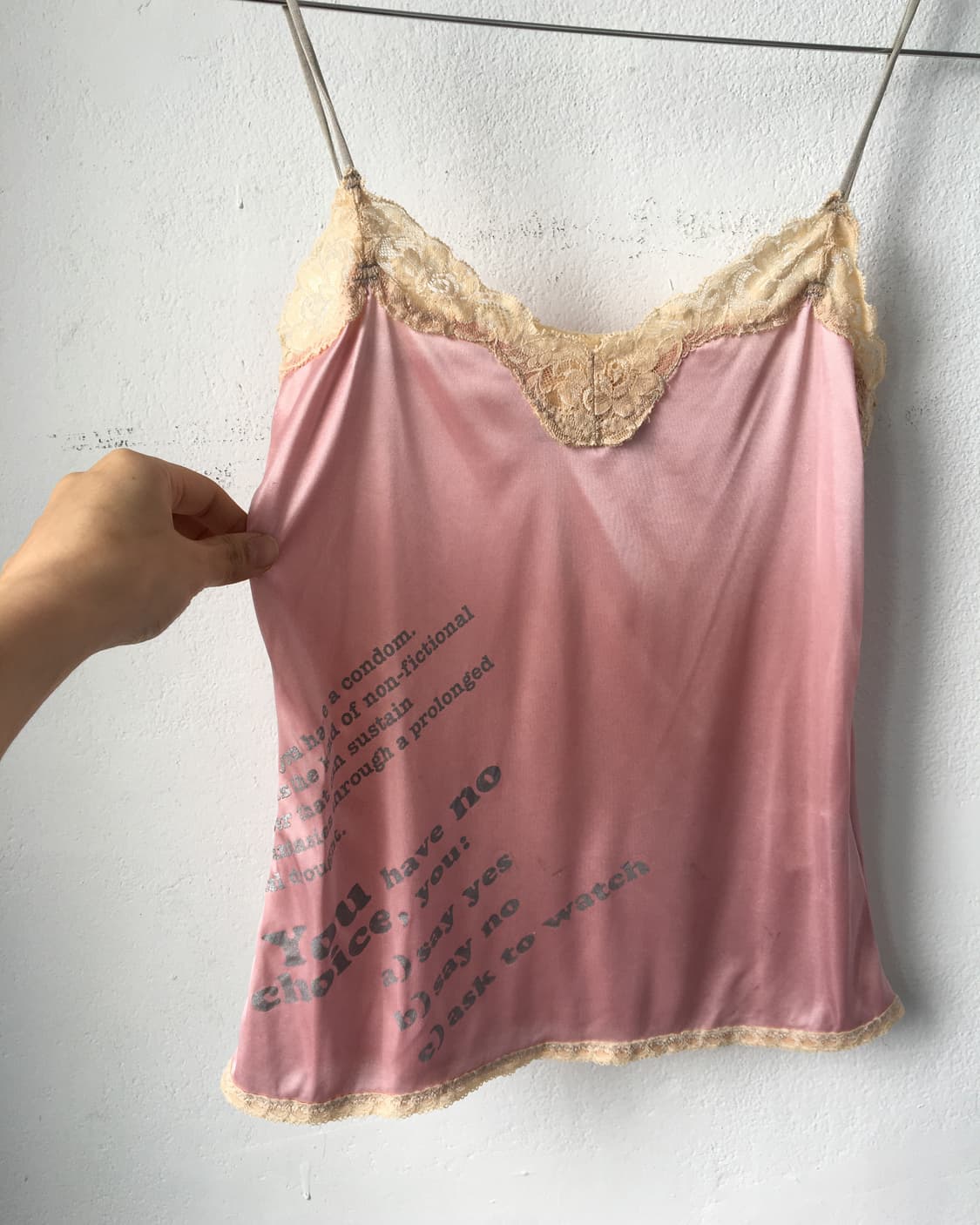 Lettering printing lace trimming sleevel 상품이미지5