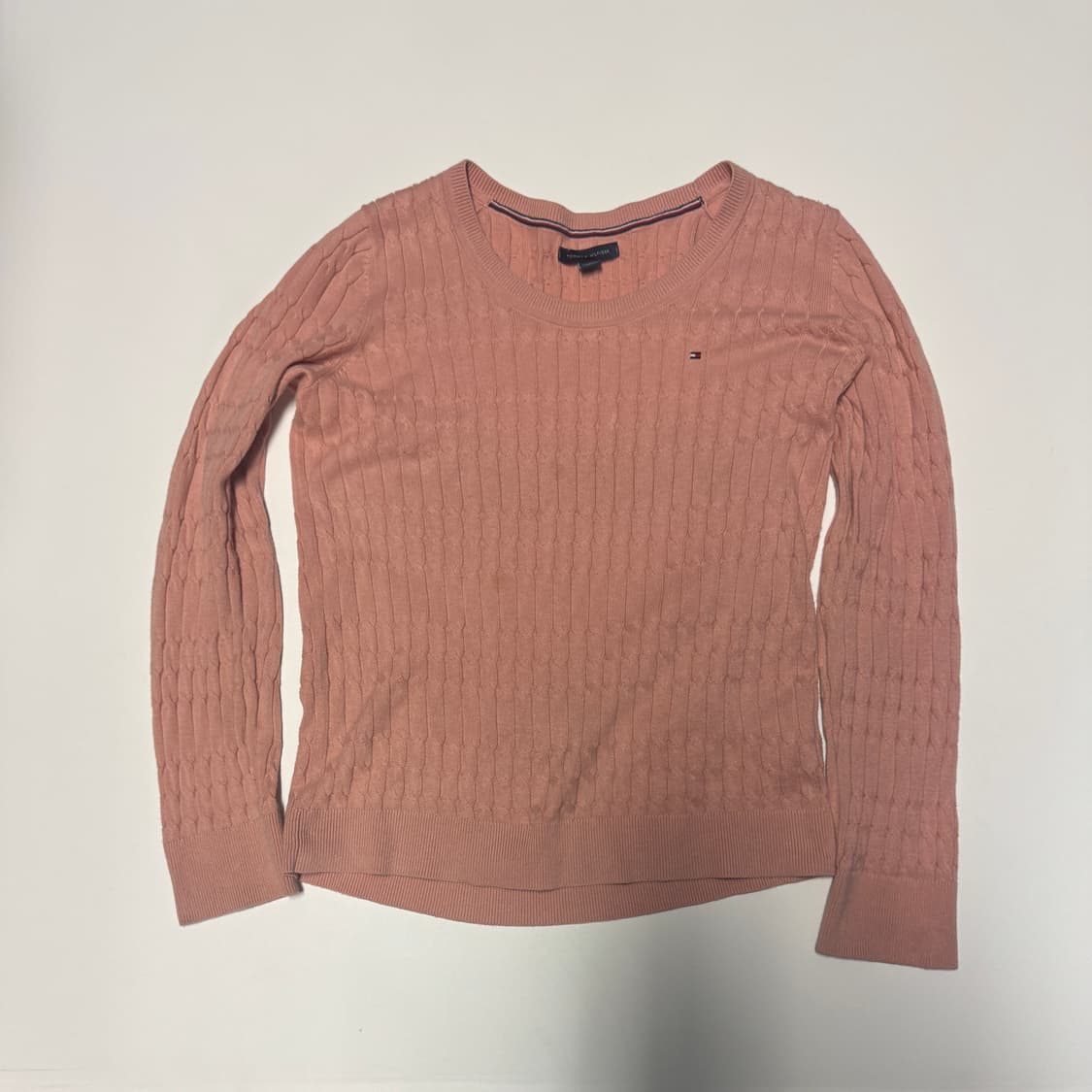 여성 타미힐피거 코튼 케이블 니트 s 로즈핑크 상품이미지1