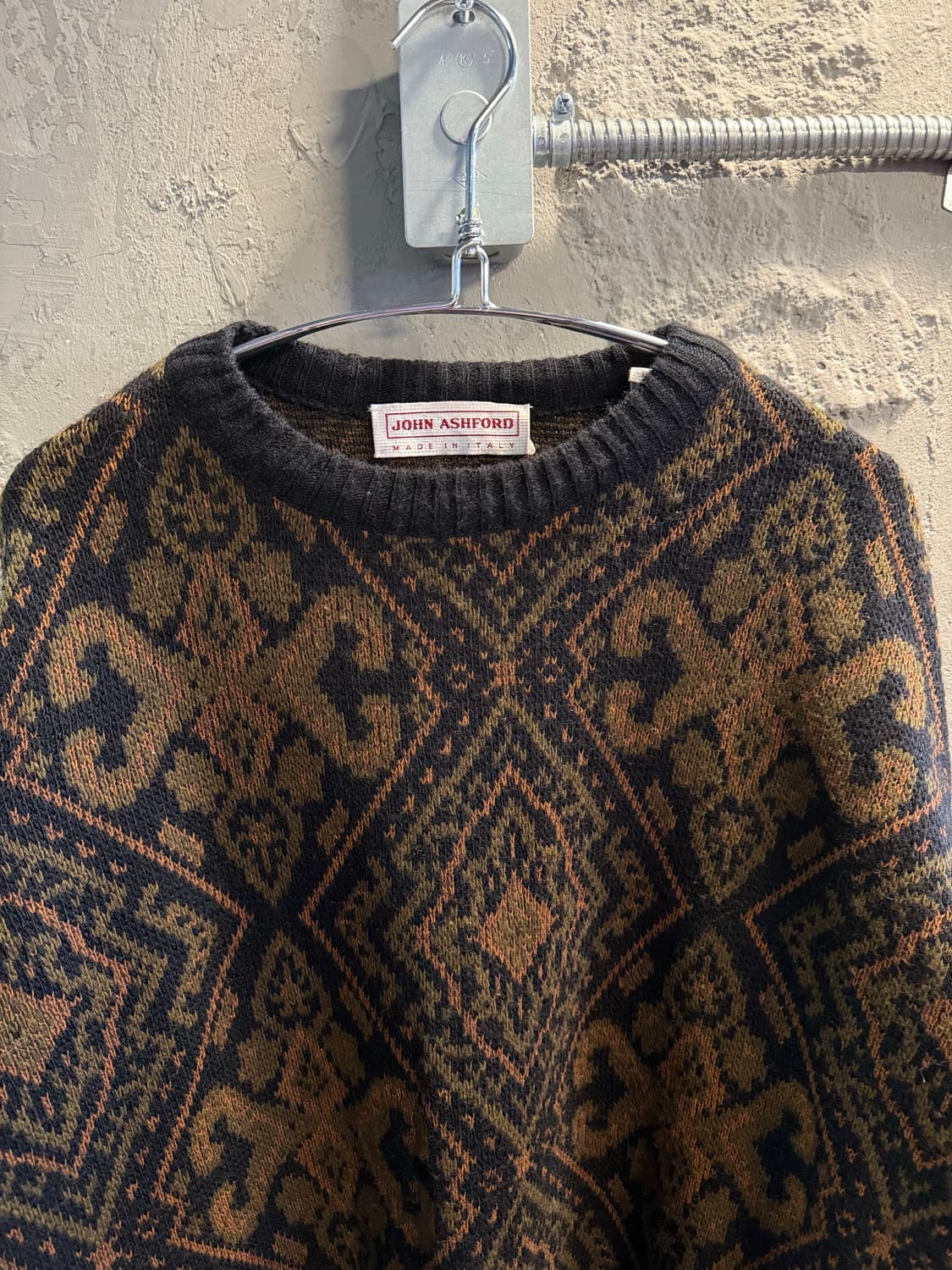 존 애쉬포드 이탈리아 페이즐리 자카드 울 니트 브라운 XL 상품이미지4