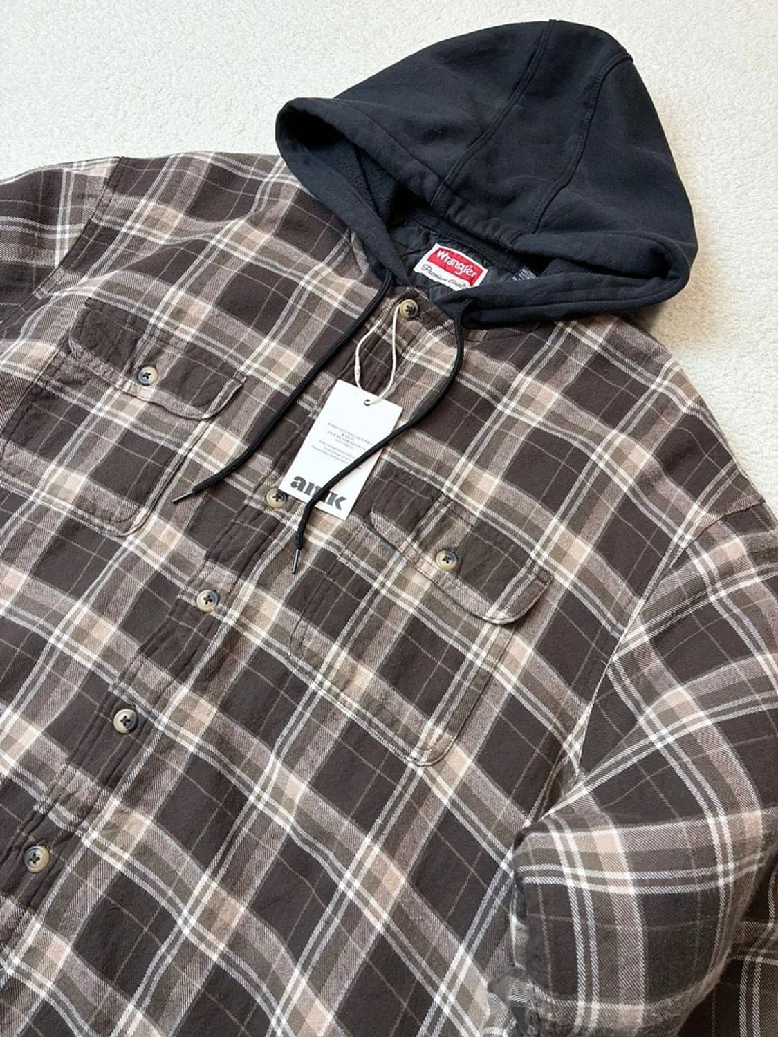 랭글러 90's 투 포켓 오버 브라운 체크 후드점퍼 PN6289 상품이미지3
