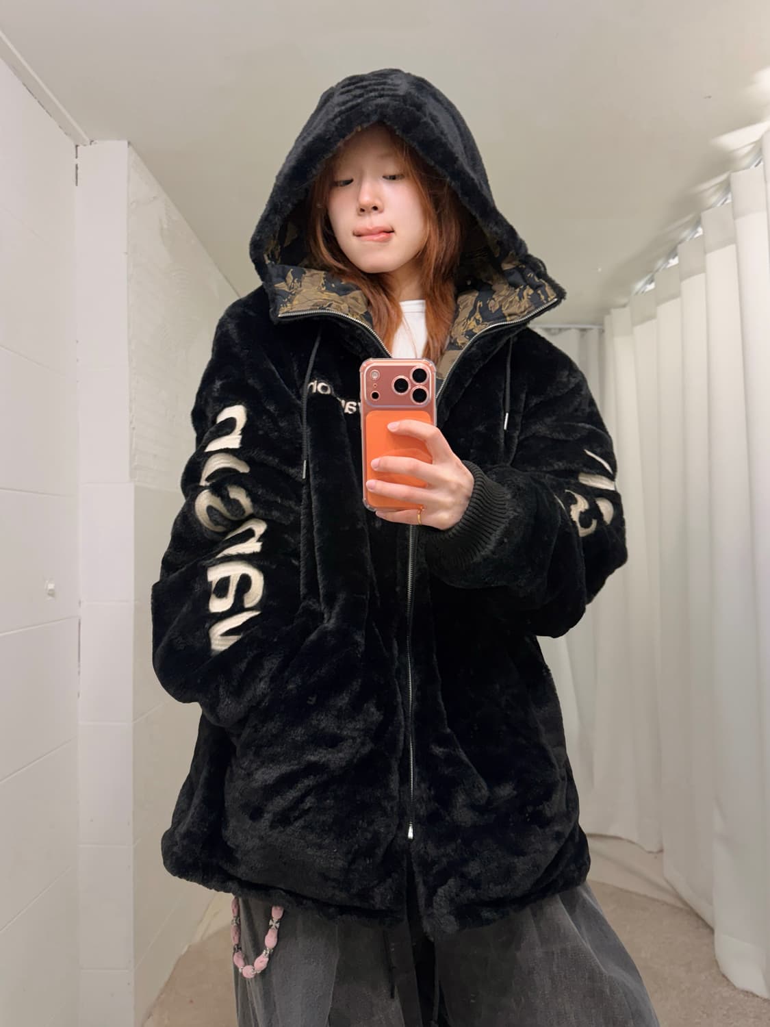 밴슨 카모 퍼 리버시블 후드 집업 자켓 상품이미지3