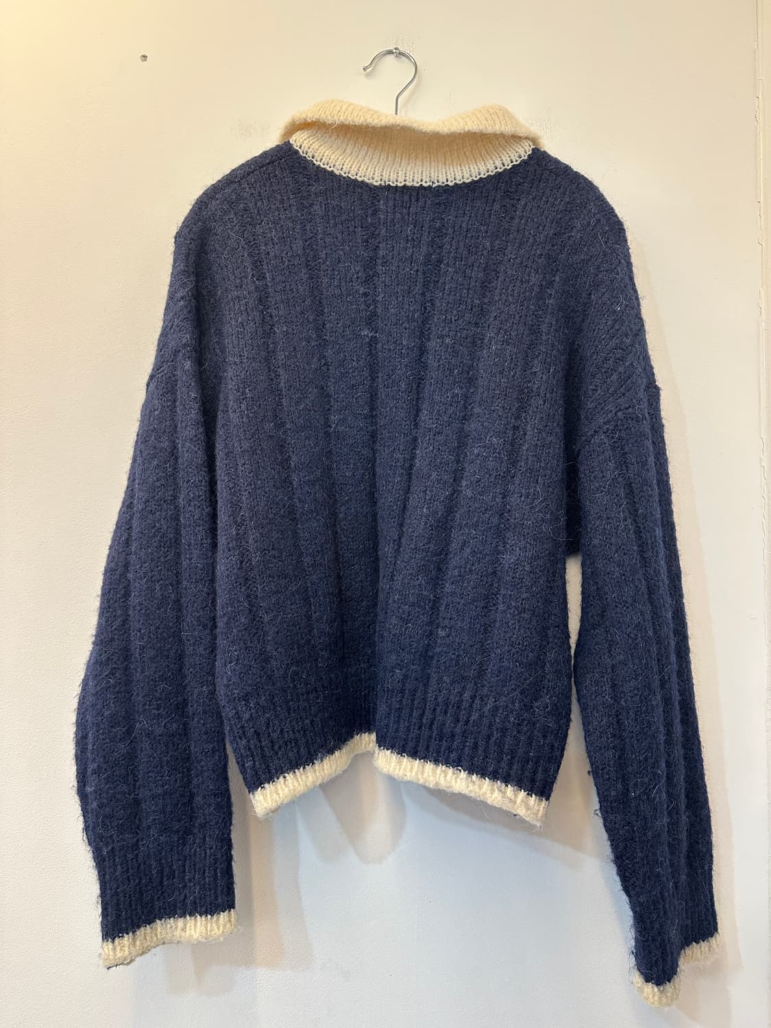 F) grove 그로브 네이비 헤어리 니트 티셔츠 상품이미지2