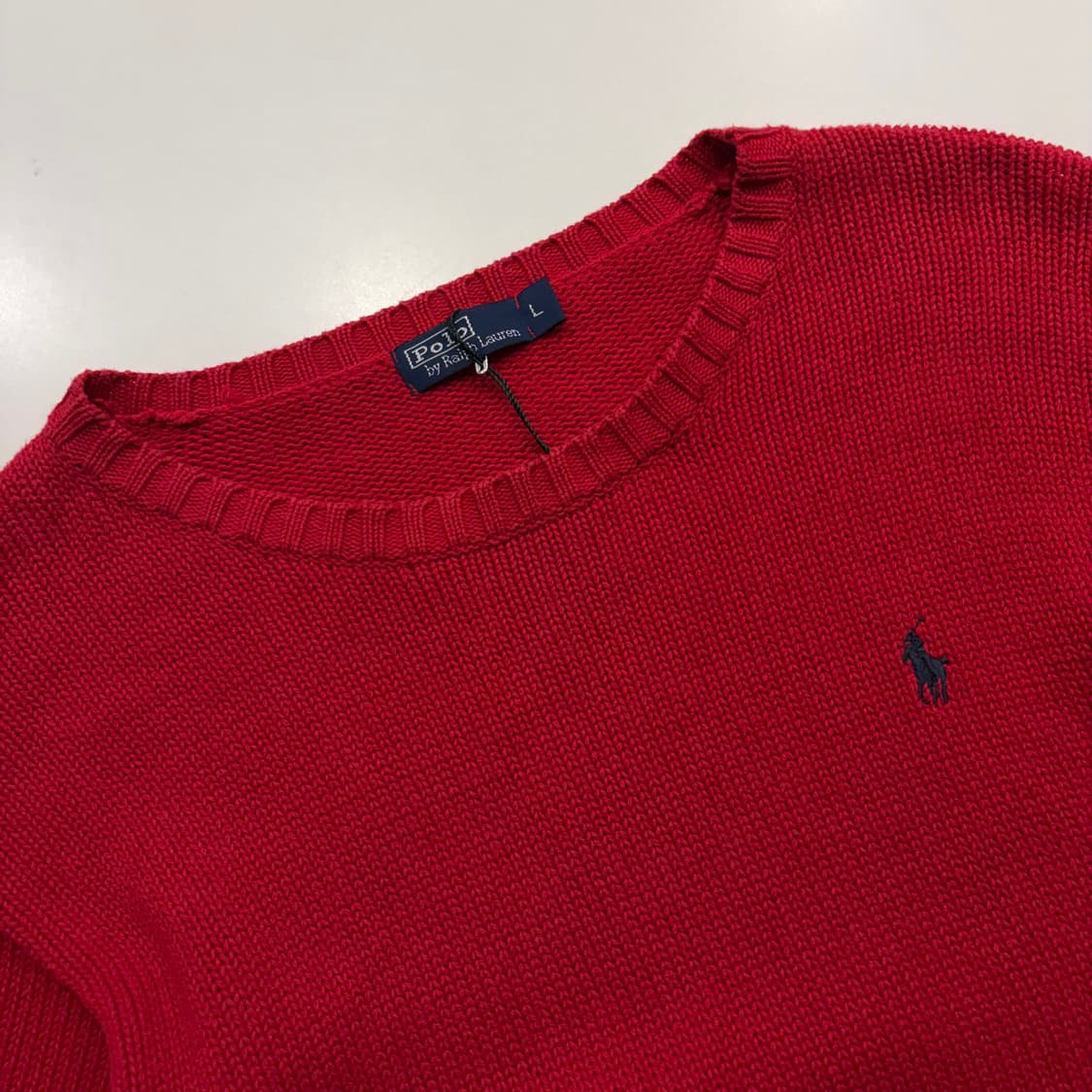 [L] 00s 폴로 랄프로렌 레드 코튼 니트 C248 상품이미지3