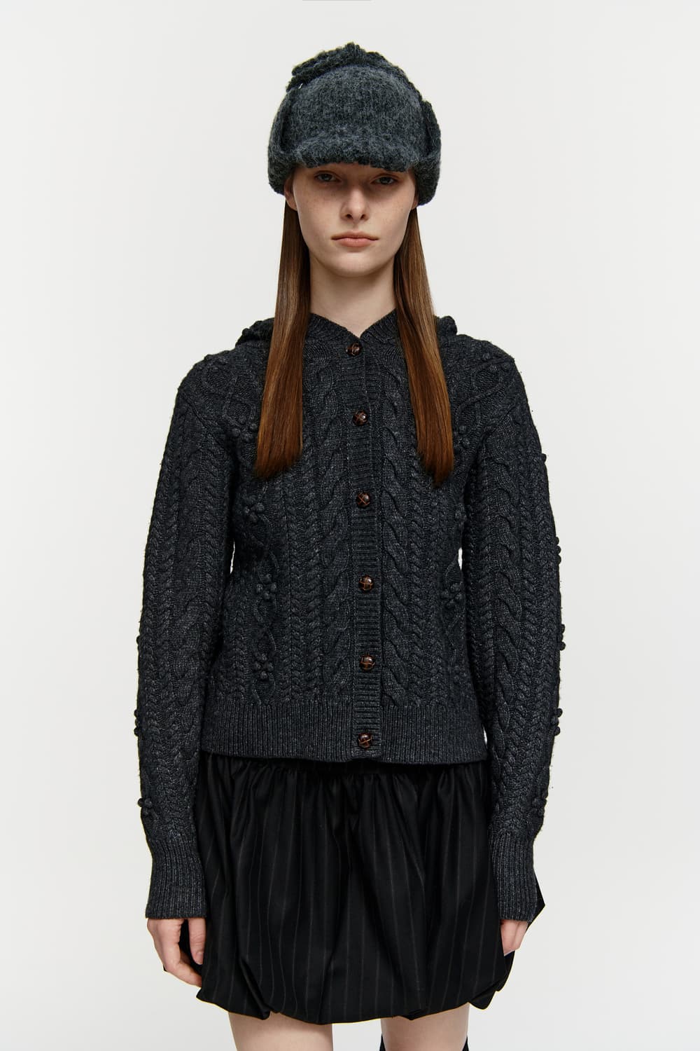 Burmula 버뮬라 CABLE HOODIE CARDIGAN  상품이미지3