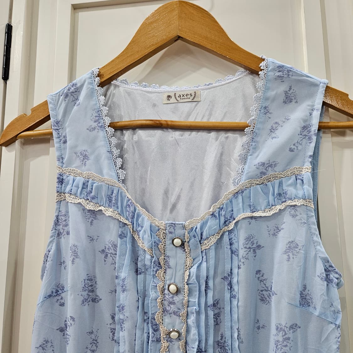 액시즈팜 플라워 리본 원피스 하늘색 상품이미지3