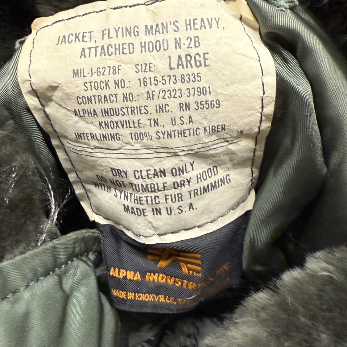 [정품/L] 알파 인더스트리 N-2B 플라이트 붐버 자켓 c1 상품이미지5