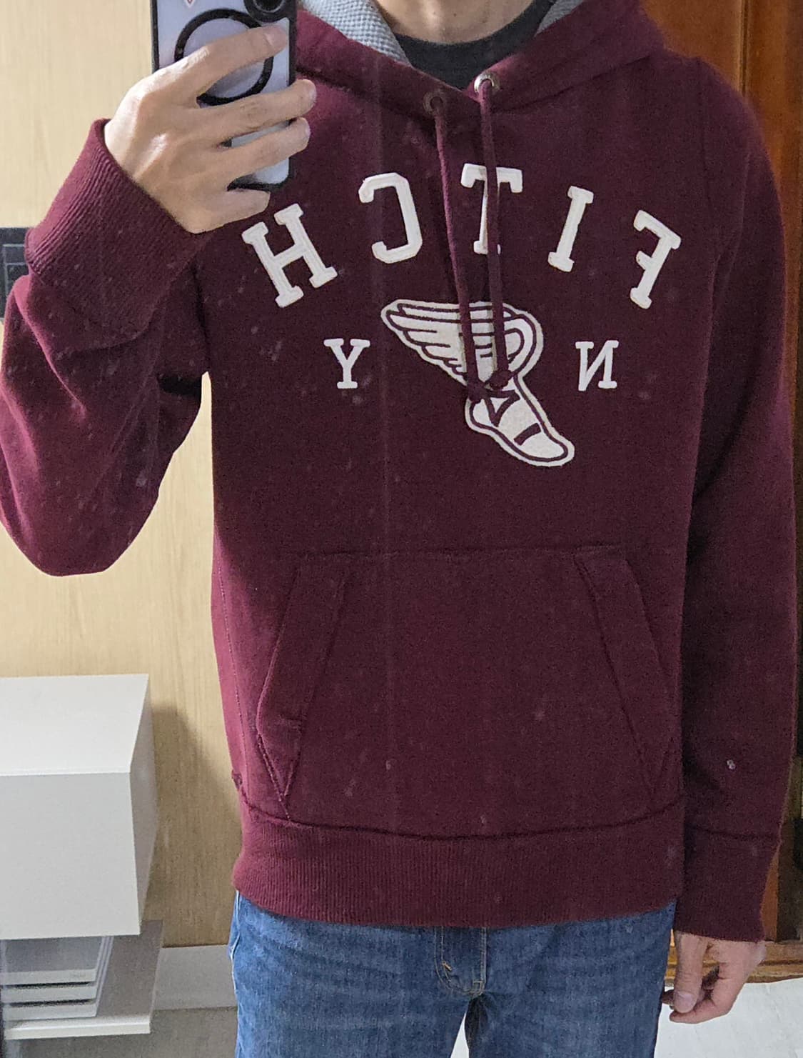 (착샷) 아베크롬비 후드 티셔츠 버건디 상품이미지10