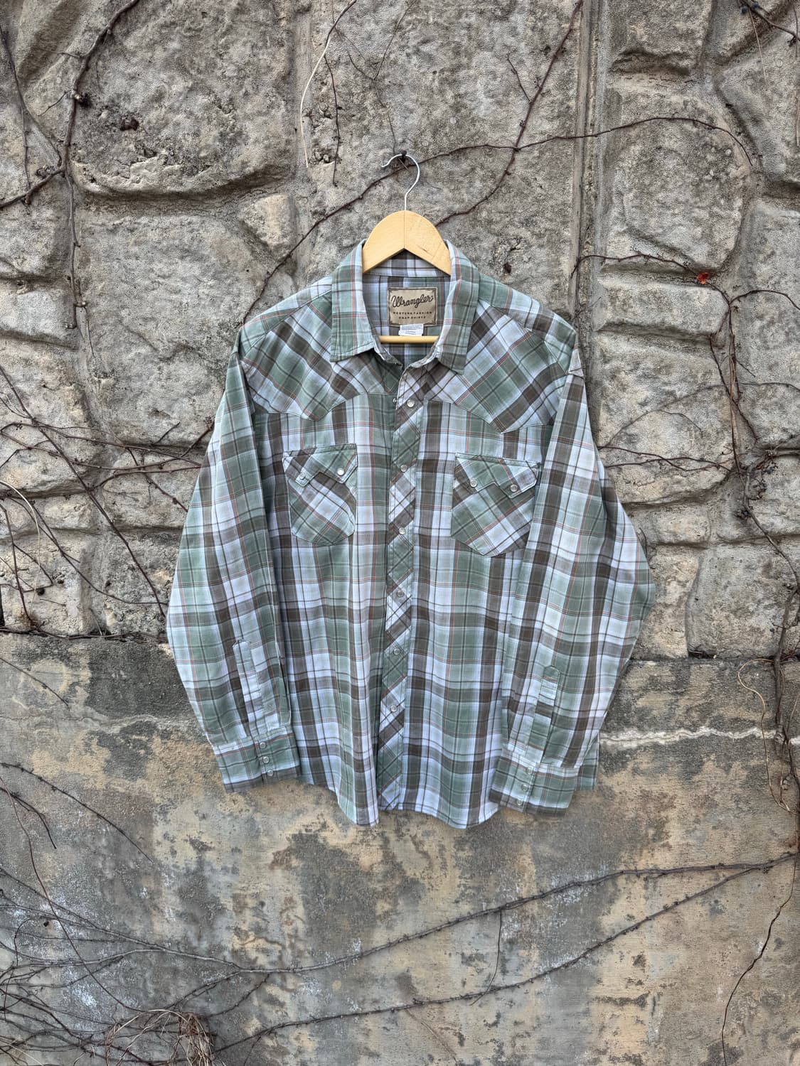 랭글러 빈티지 체크 웨스턴 셔츠 그린 xl 상품이미지1