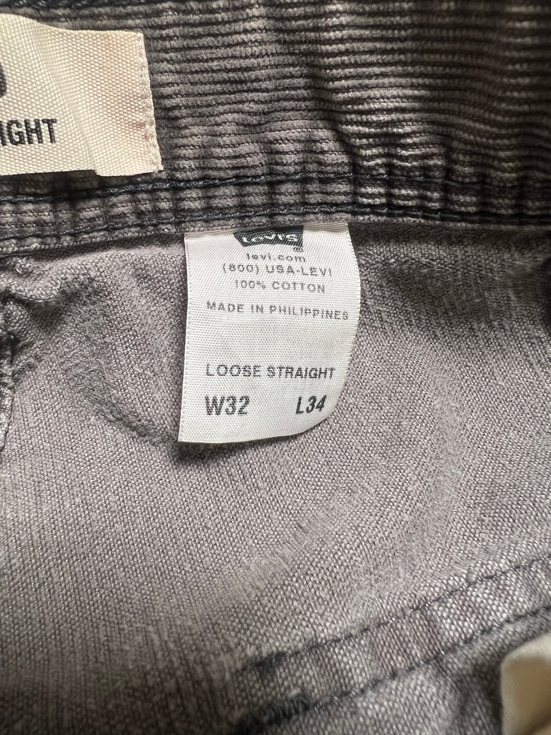 리바이스 코듀로이 카고 팬츠 루즈 스트레이트 / 그레이 (W32xL34) 상품이미지10
