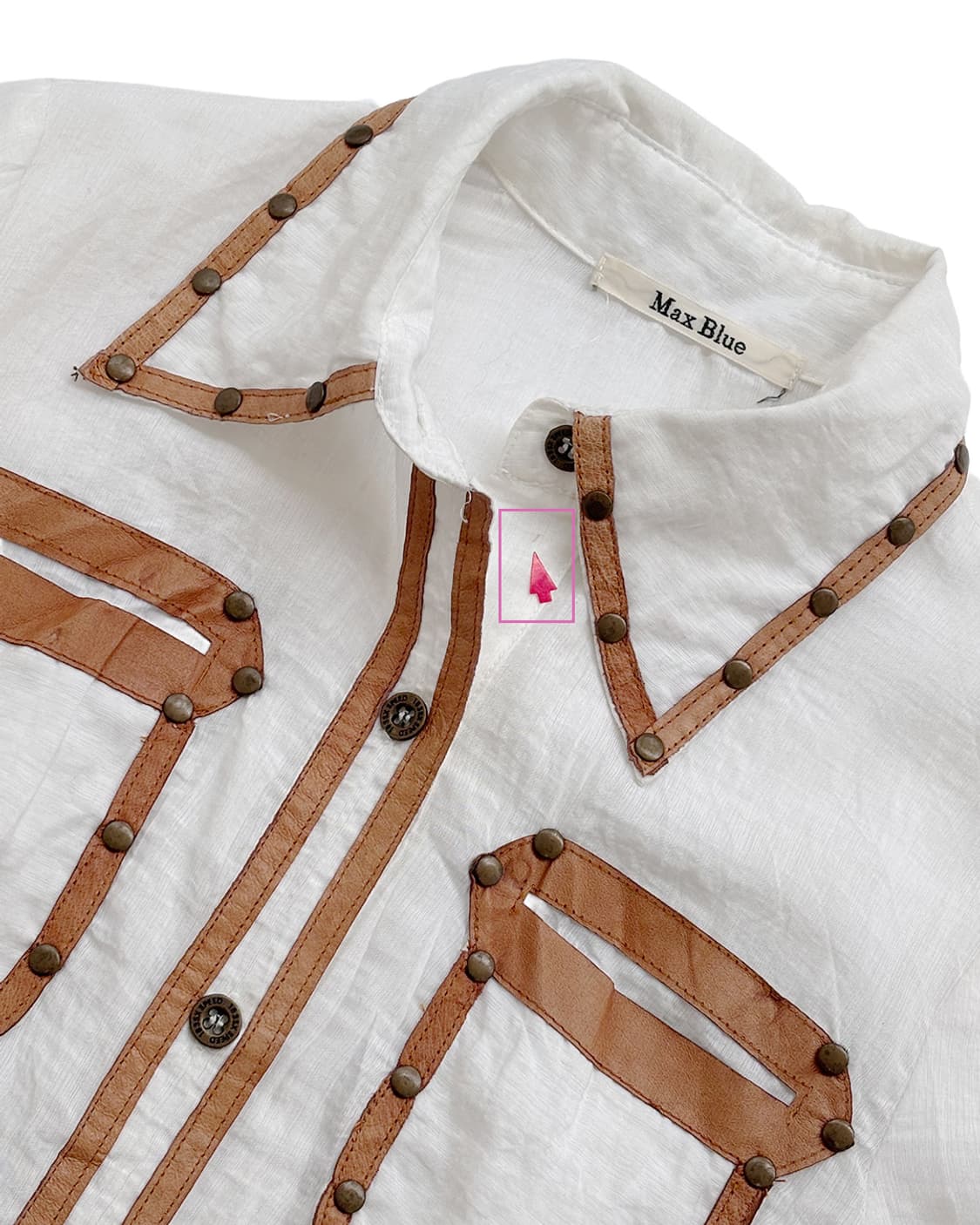 보헤미안 레더 트리밍 스커트 포인트 셔츠 상품이미지5