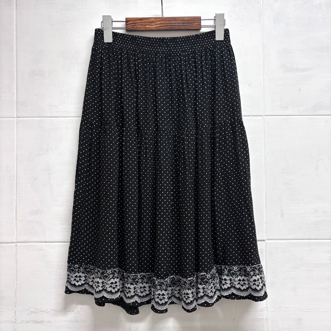 블랙 도트 레이스 페어리 키치 미디 스커트 JPN 상품이미지4