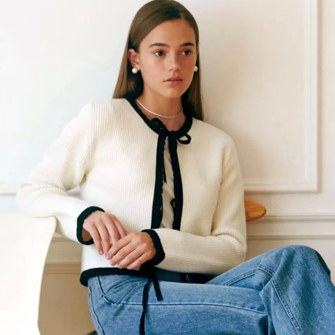 유어네임히얼(Your name here) 리본이가디건 프리사이즈 새상품 상품이미지2