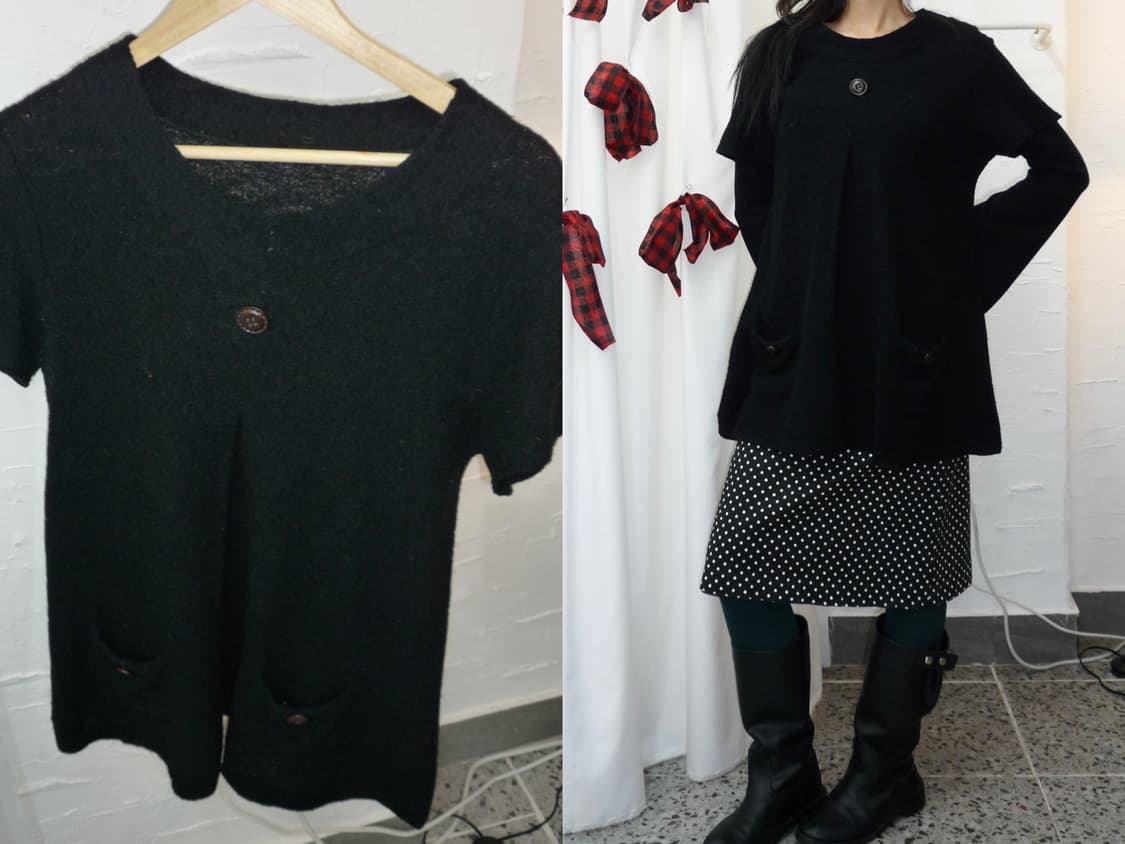 Boucle black half knit 상품이미지1