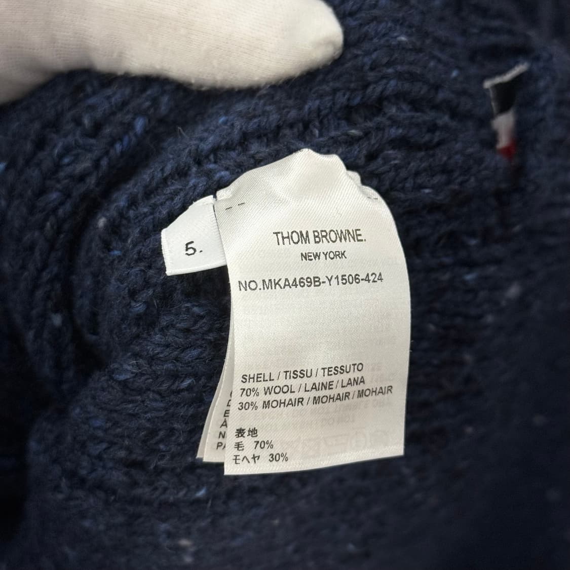 [5] 톰브라운 사선완장 도네갈 케이블 니트 상품이미지7