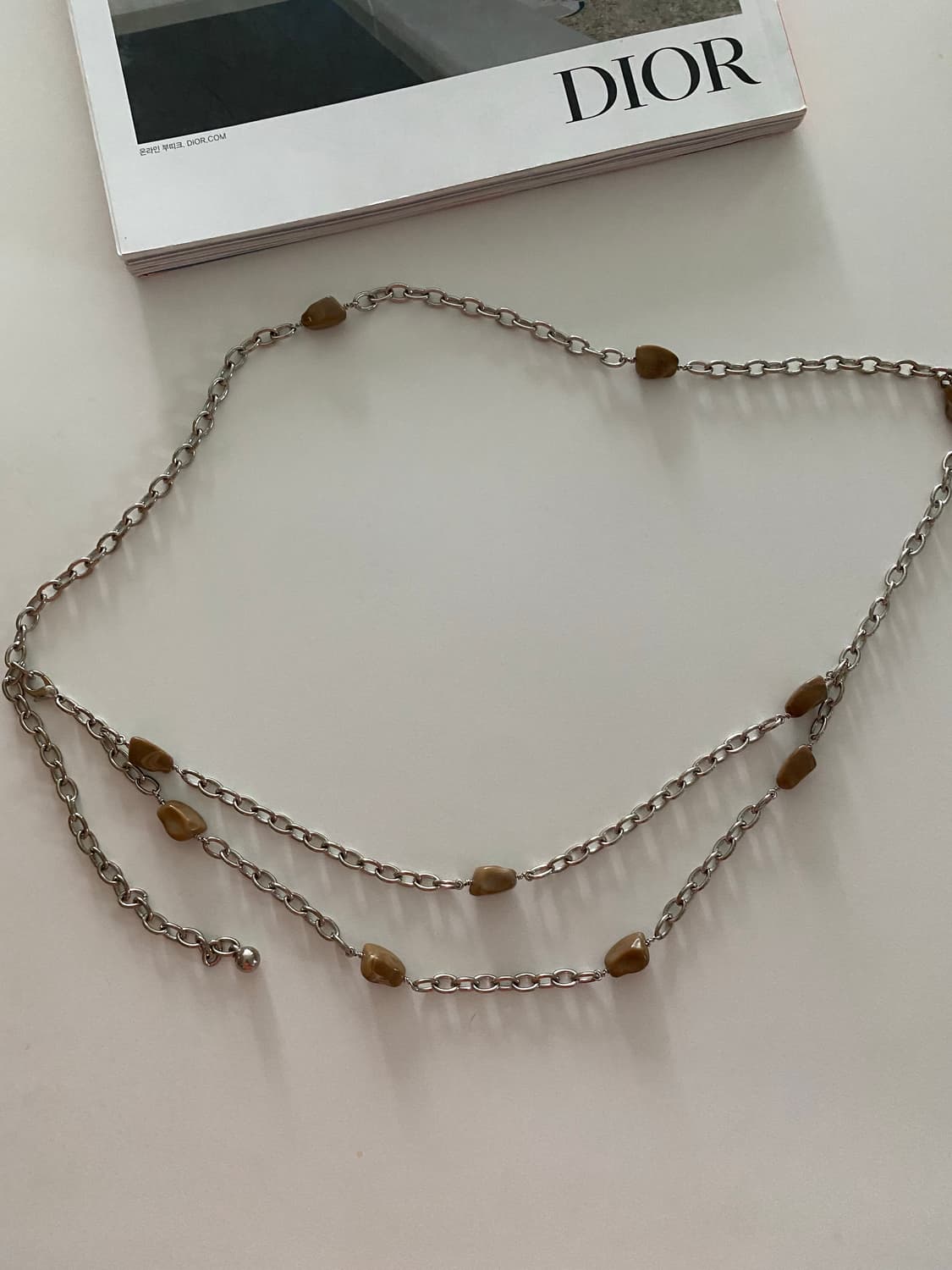 브라운 비즈 체인 벨트 y2k 빈티지 벨트 상품이미지2