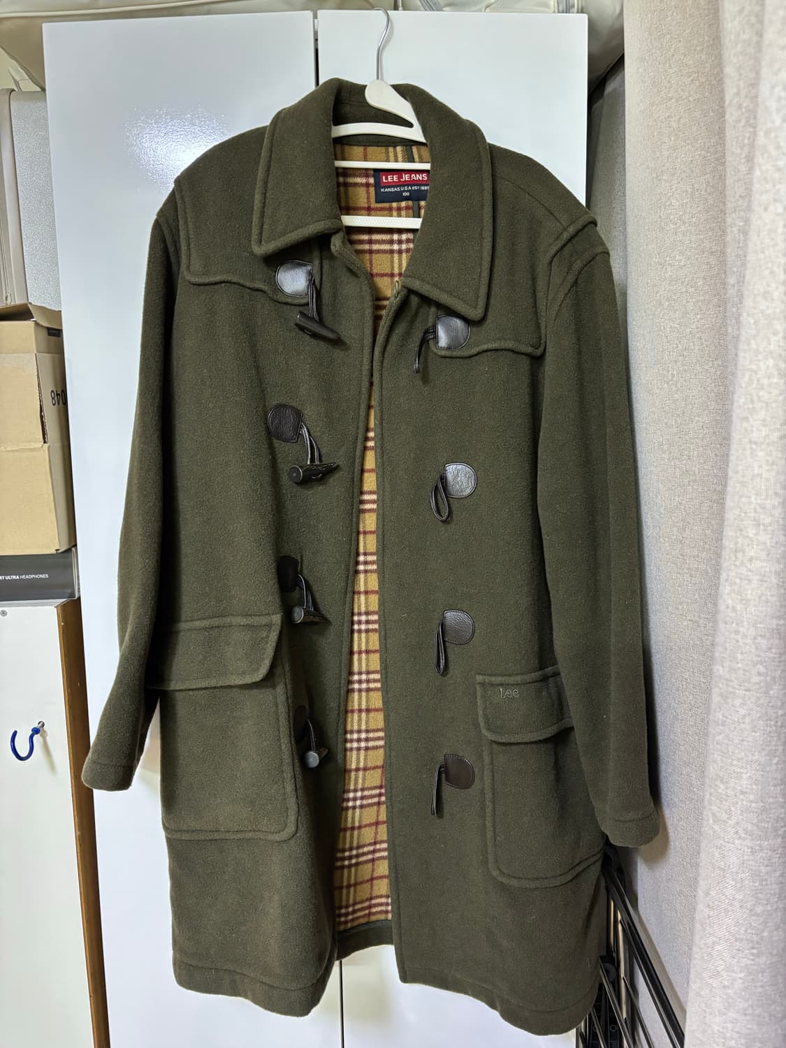 Lee 카키색 빈티지 더플코트 롱코트 상품이미지3