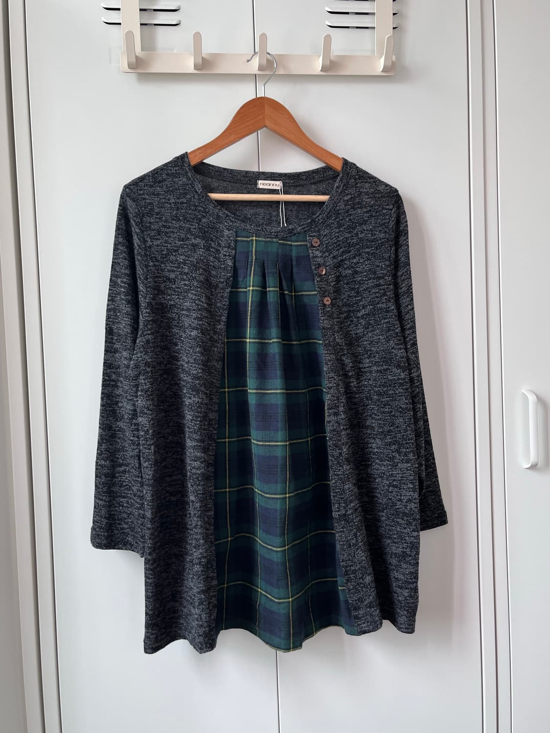 Noannu 체크 레이어드 바선생 니트 상품이미지6