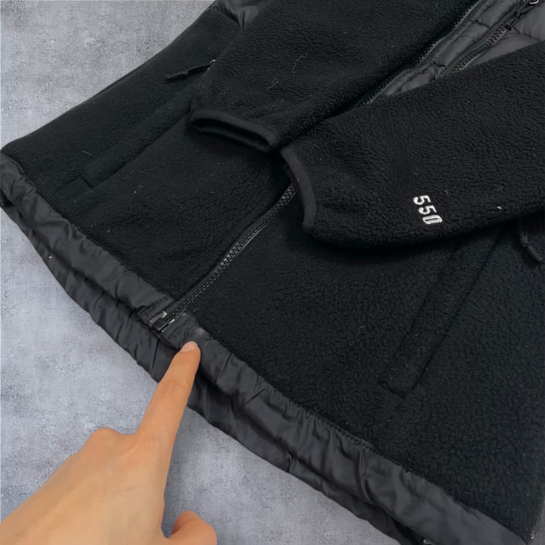 노스페이스 블랙 데날리 550 패딩 믹스 플리스 자켓 XS 상품이미지4