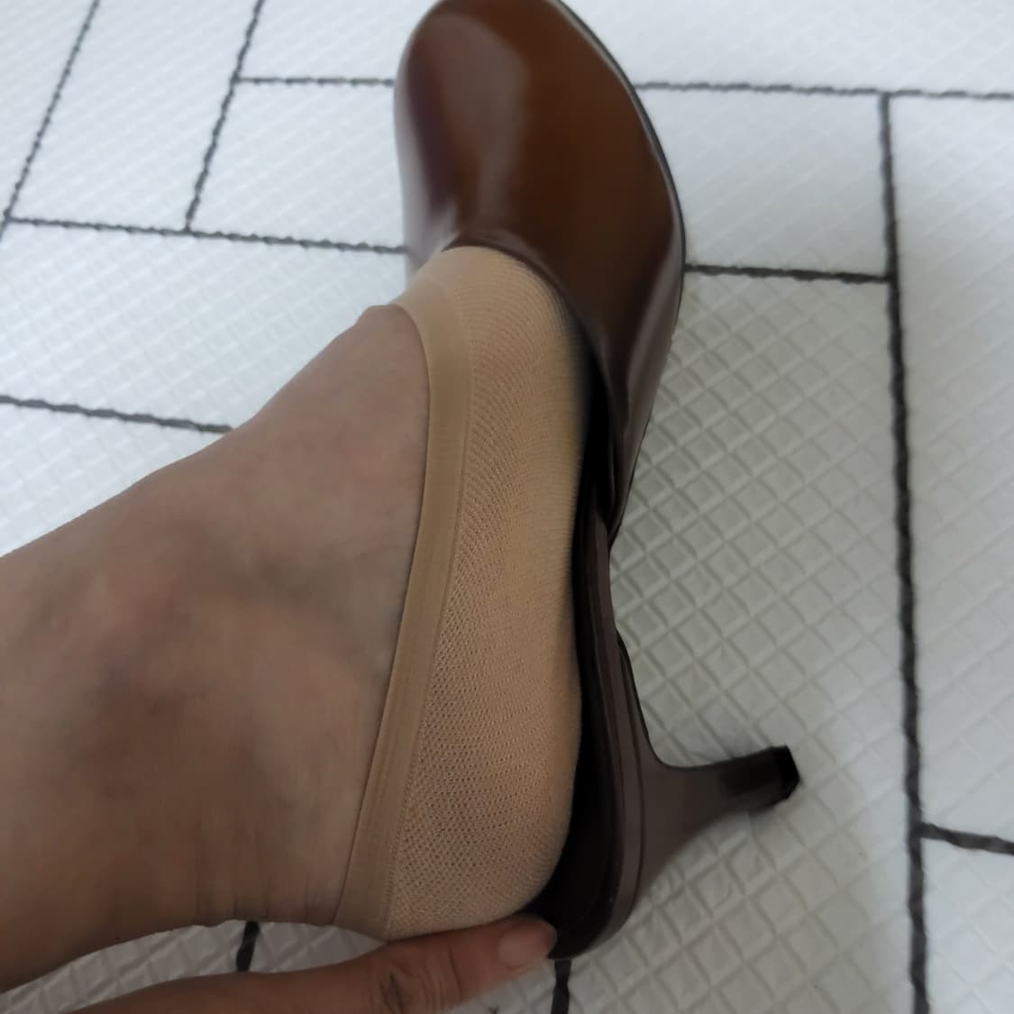새상품 드레곤블루스 오르 레더 힐 블로퍼 뮬 샌들 미들힐 상품이미지8