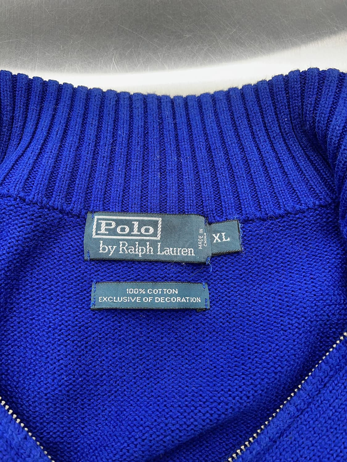 폴로 랄프로렌 로얄 블루 하프 코튼 집업 니트 스웨터 상품이미지7
