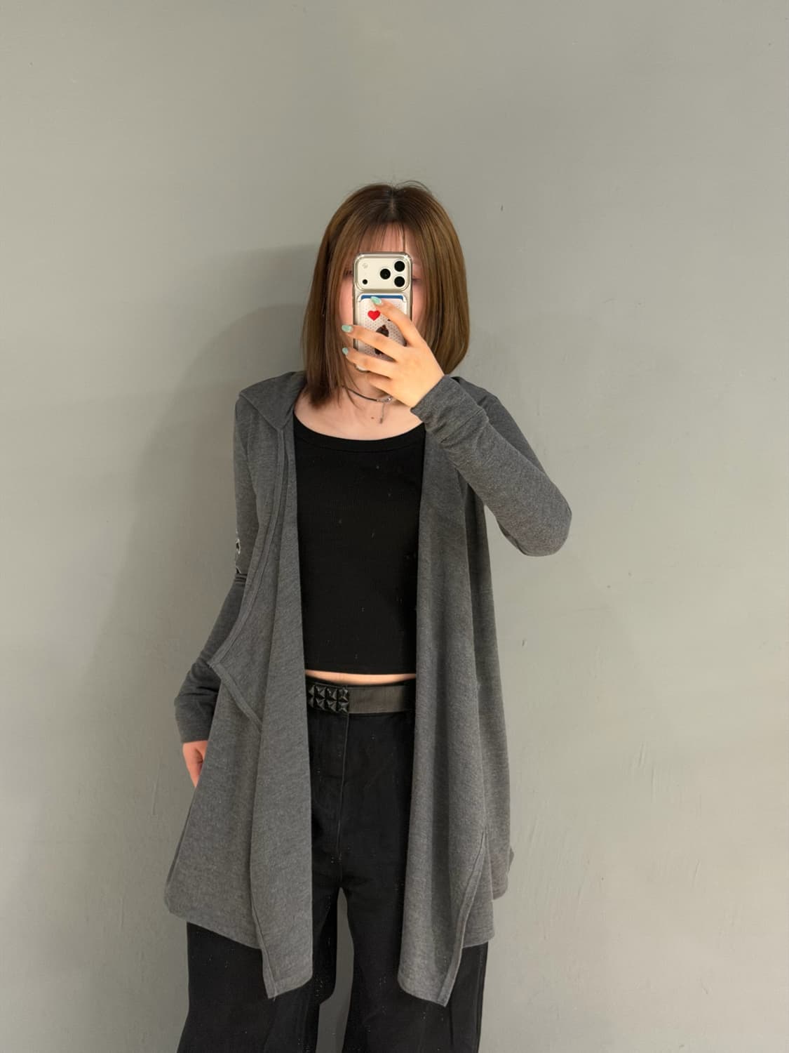 M•K•R lace cross drape hood cardigan 상품이미지3