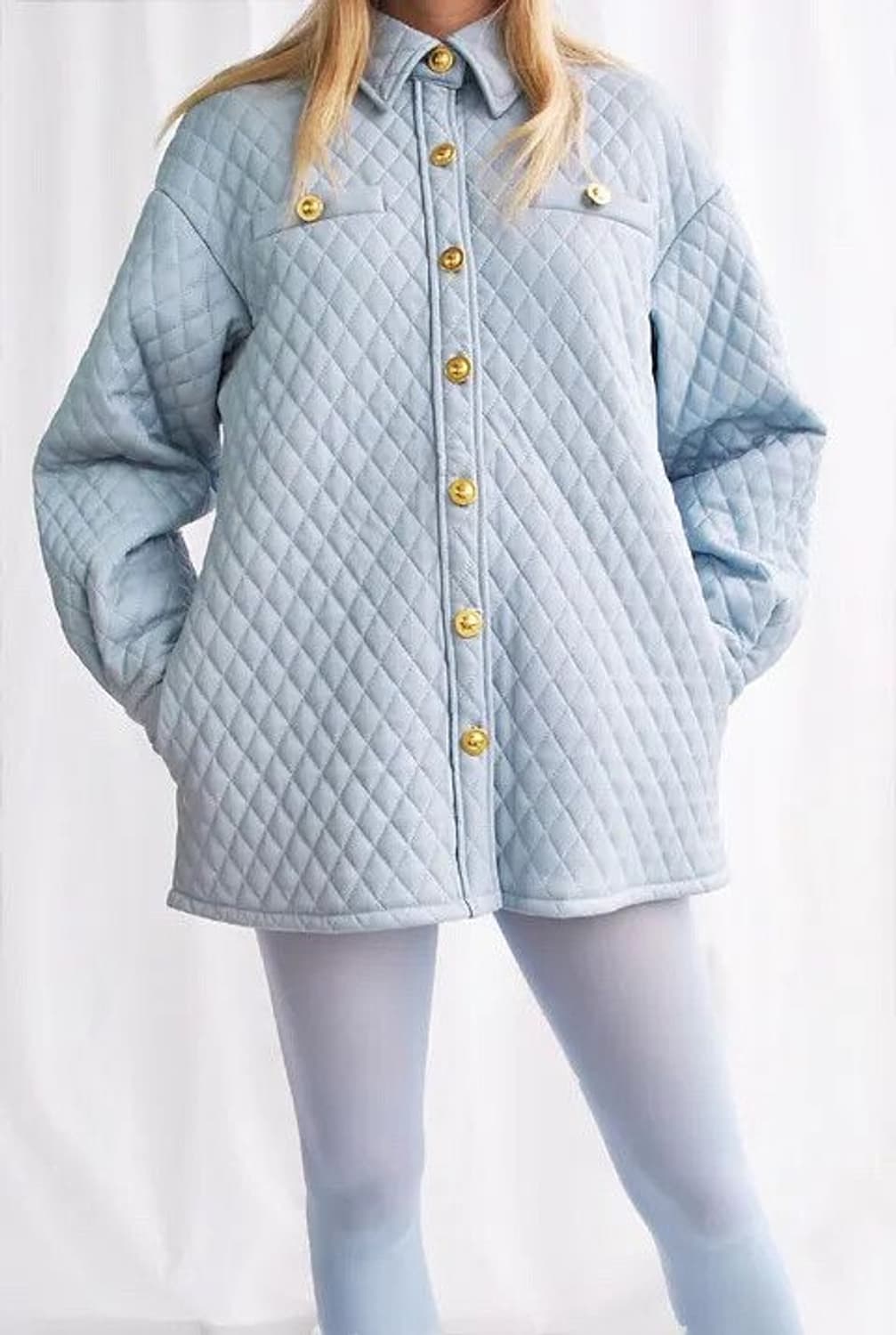 하우스오브써니 퀼트 셔츠 자켓 블루 uk6 상품이미지2