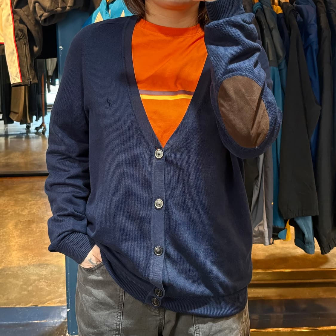 빈폴 패치 네이비 가디건 상품이미지1