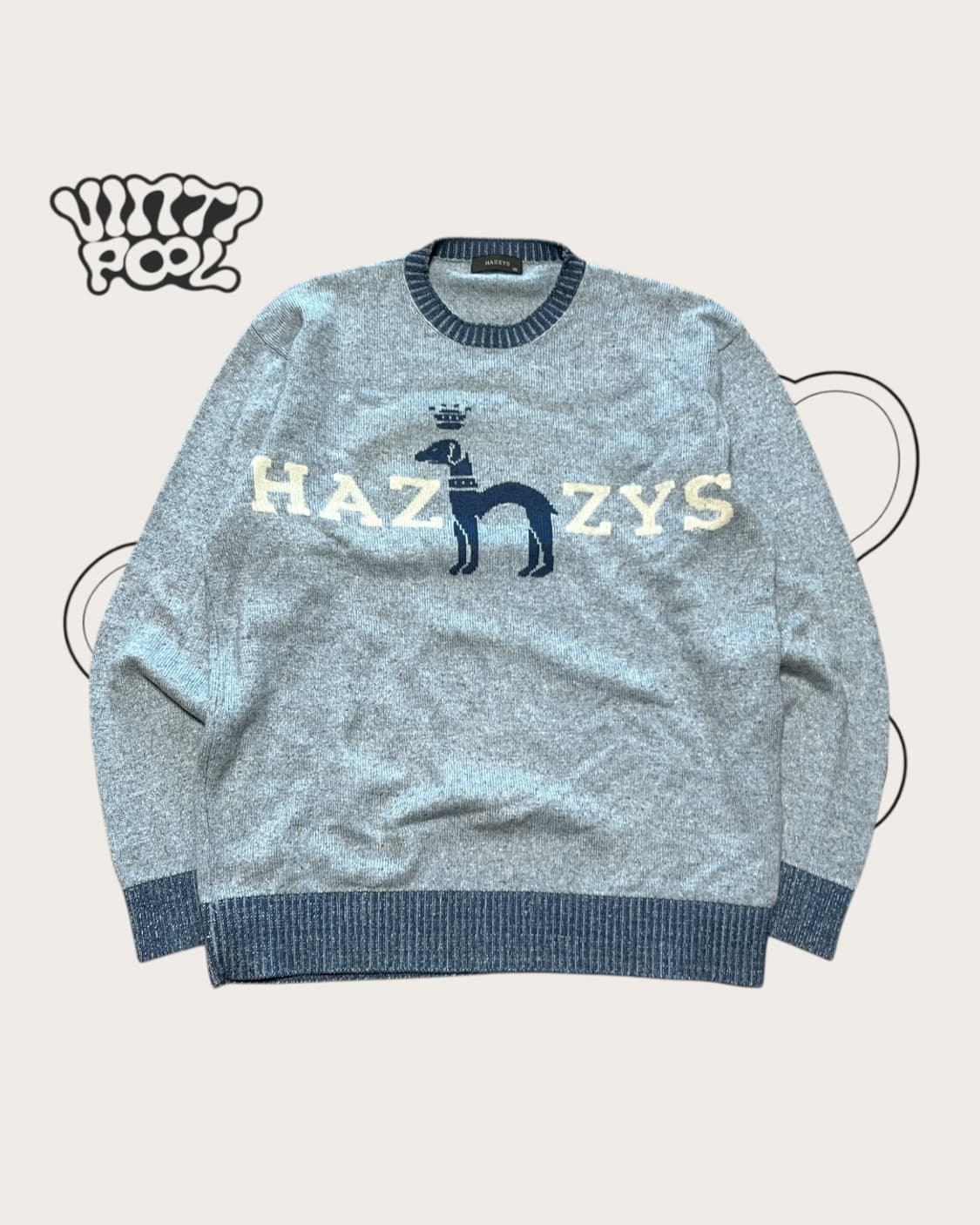 헤지스 빅로고 울니트 100 블루 상품이미지1