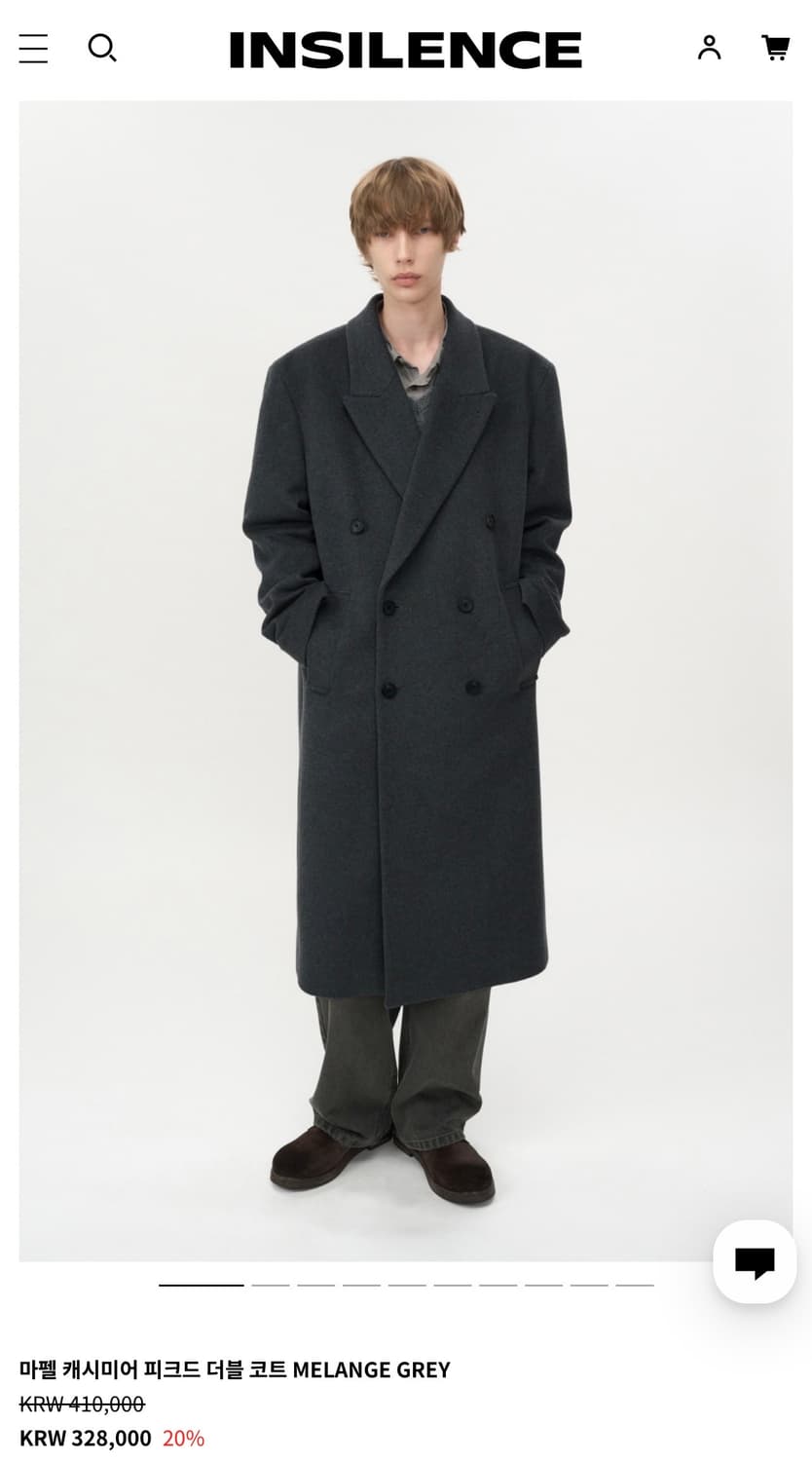 마펠 캐시미어 피크드 더블 코트 멜란지그레이 L 상품이미지1