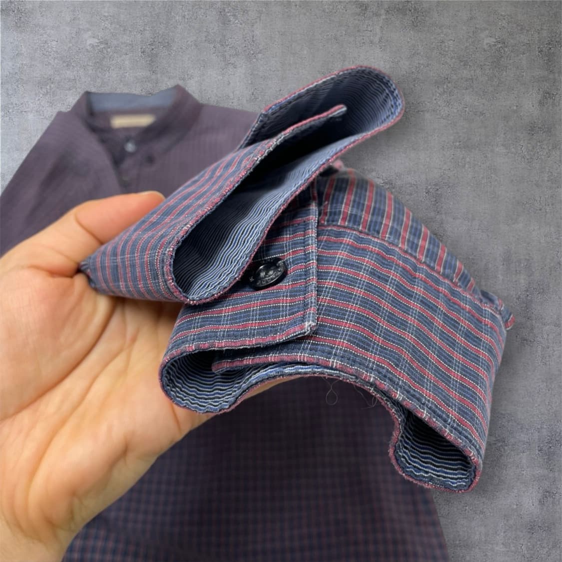 버버리 Burberry brit 네이비 레드 체크 버튼다운 셔츠 L 상품이미지6