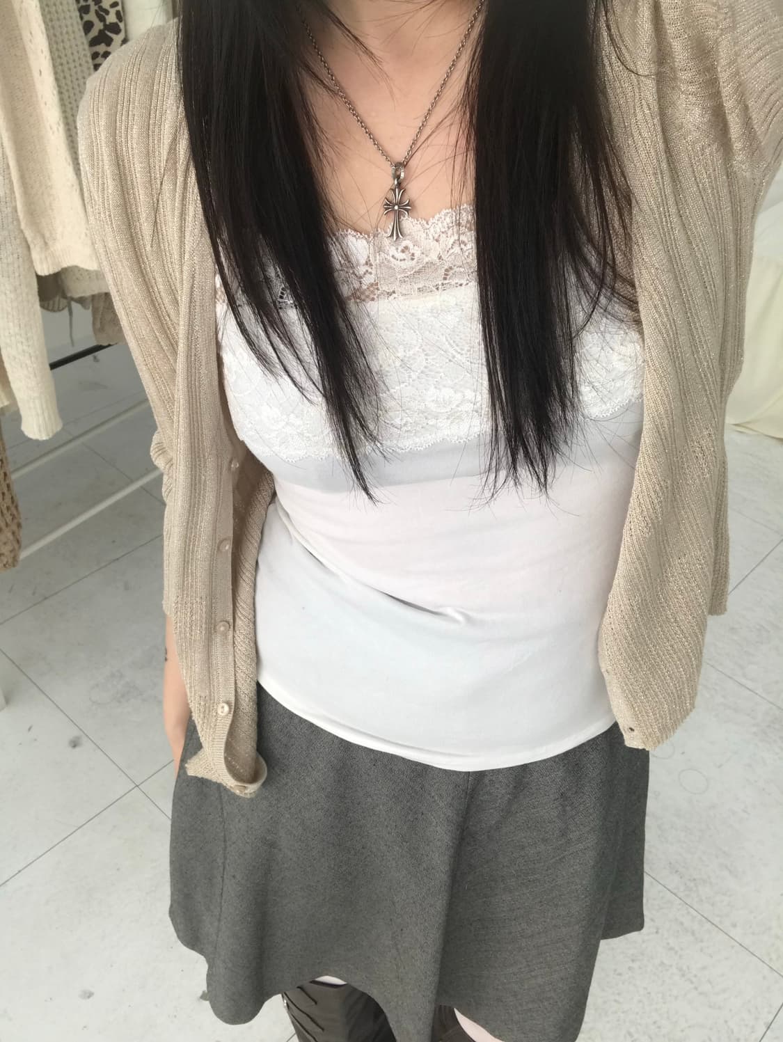 화이트 레이스 슬리브리스 상품이미지2
