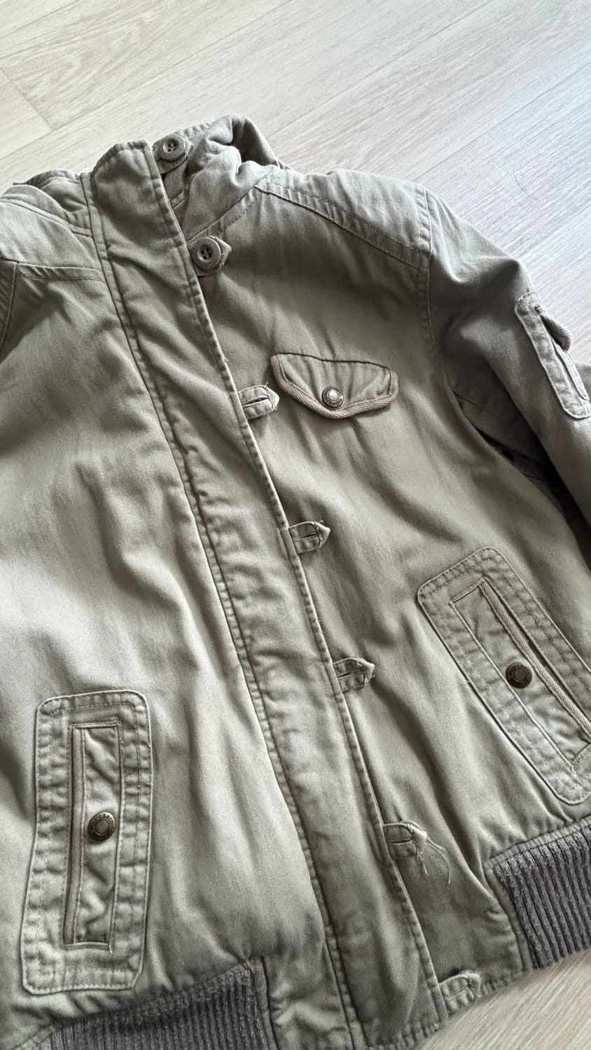 어스뮤직 빈티지 후드 퍼 자켓 베이지 상품이미지2