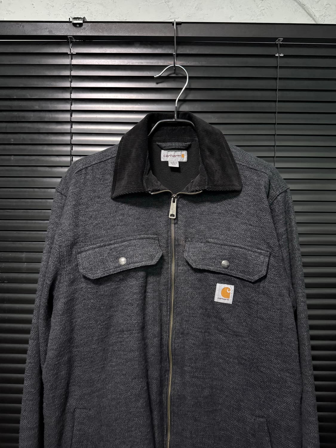 칼하트 기모 워크 자켓 차콜 다크그레이 블랙 골덴 코듀로이 카라 S 90 상품이미지4