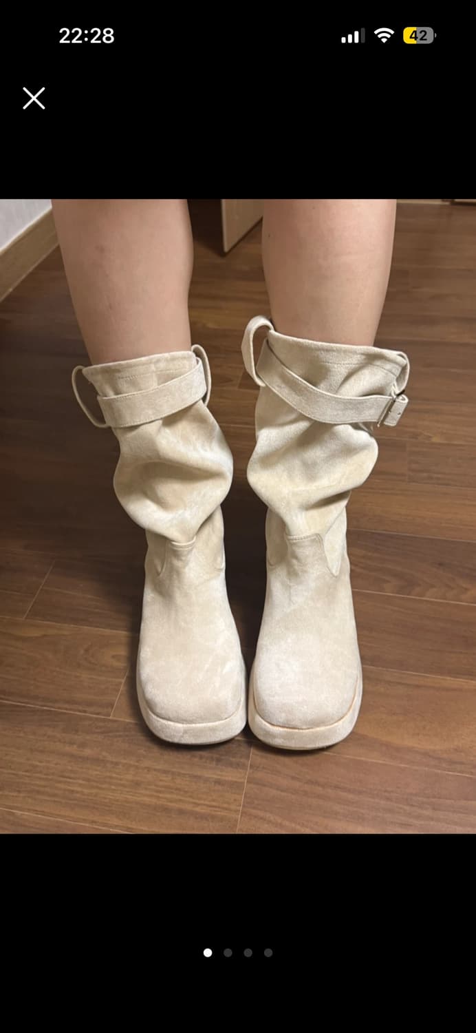 스웨이드 버클부츠 굽 6cm 245 상품이미지1