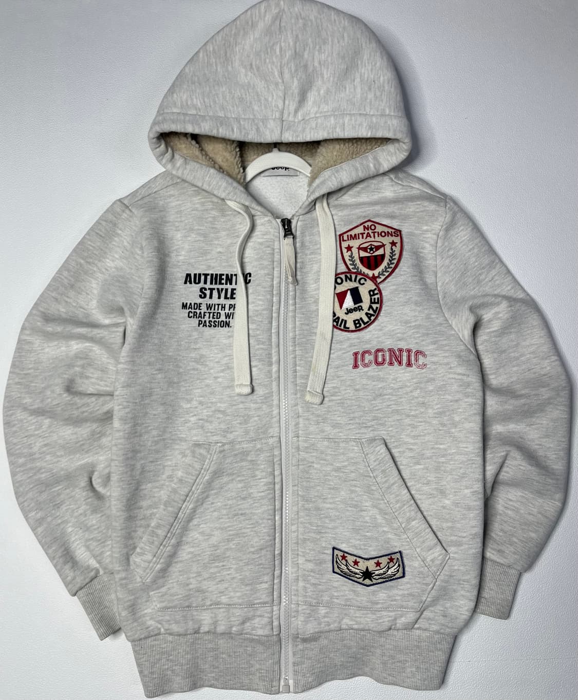 지프 양털안감 패치 후드집업 상품이미지1