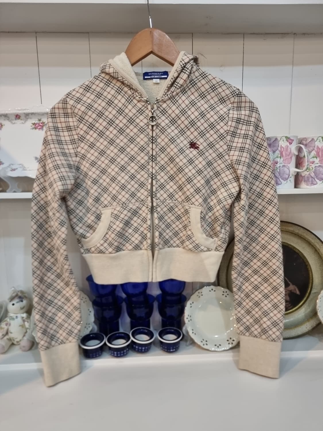 BURBERRY BLUE LABEL 버버리 블루라벨 크롭 체크 후드집업 상품이미지1