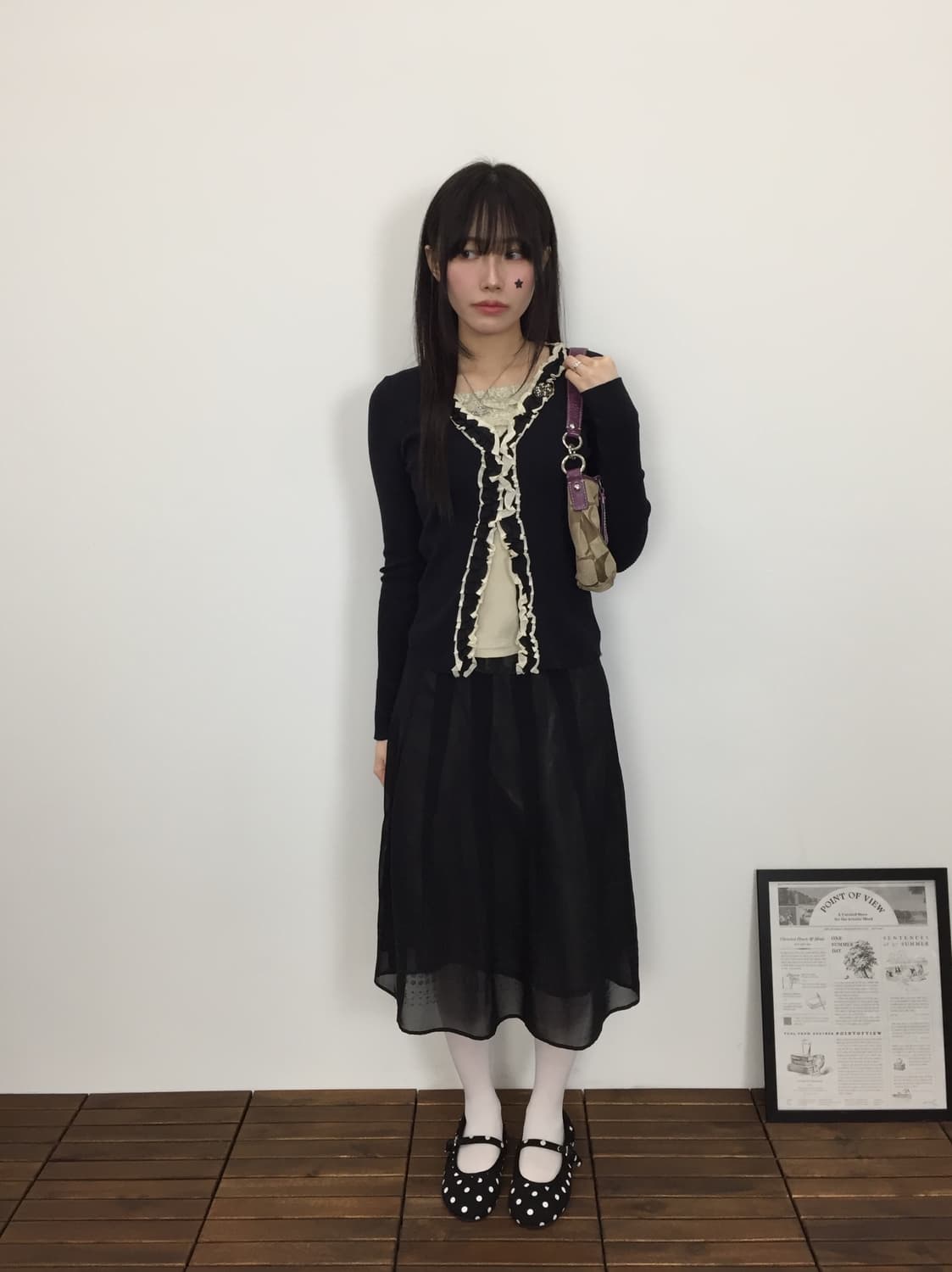  'Bamboo' Black Dotted Midi Skirts 상품이미지4