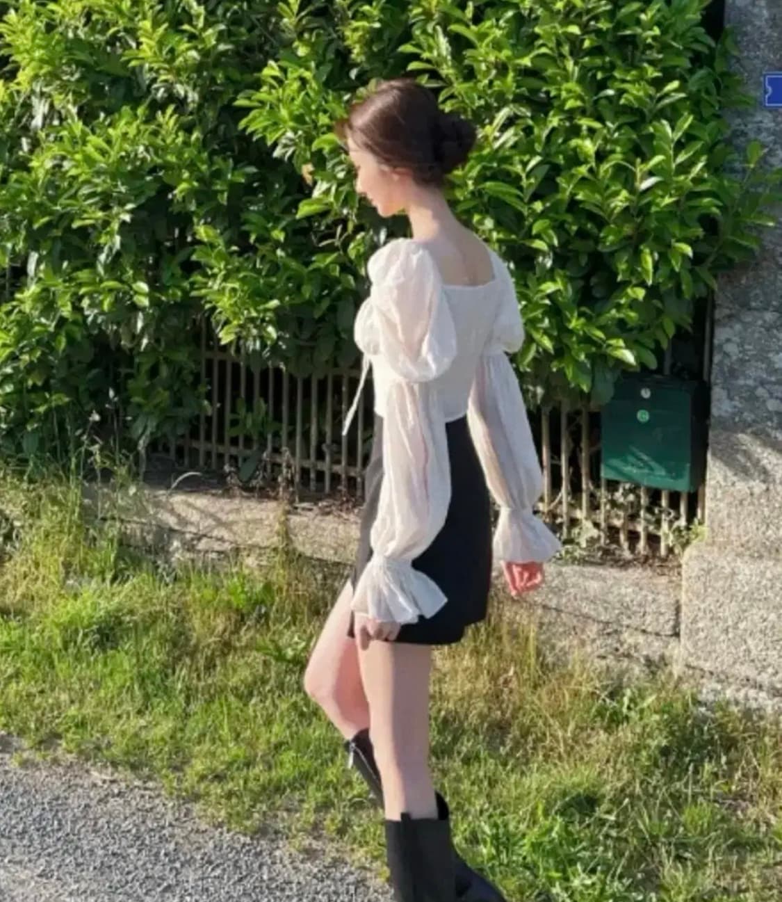 라벨르블랑 르망 크롭 블라우스 M, 하트 스커트 26 셋업 상품이미지3