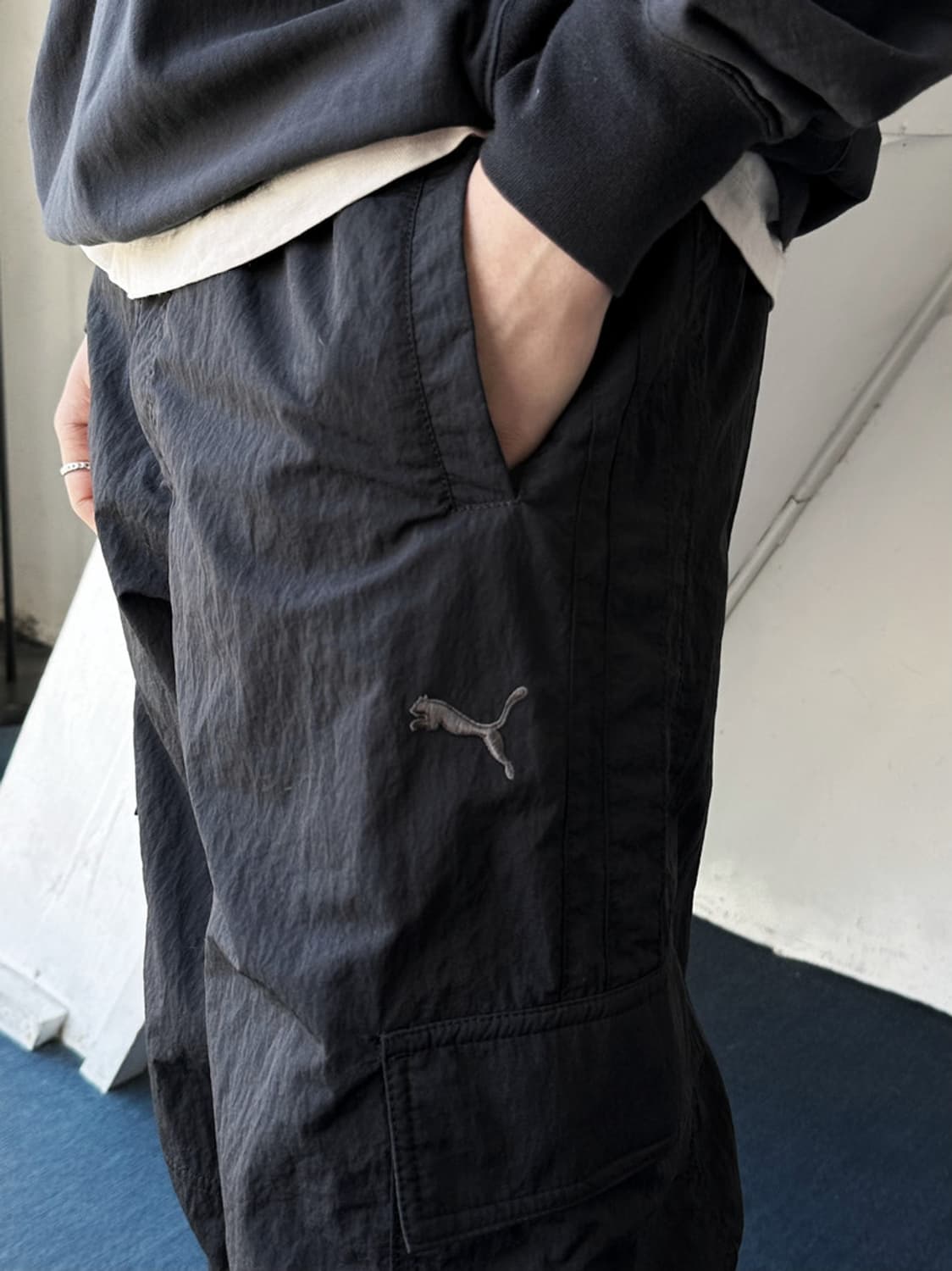 Washed nylon design cargo pants 상품이미지10