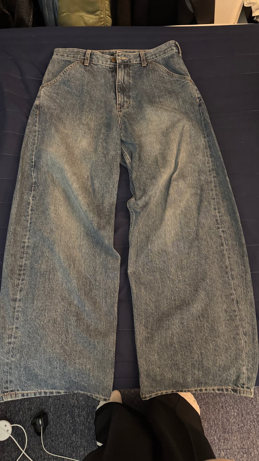 해칭룸 와이드 커브 진 워시드 블루 3사이즈 상품이미지3