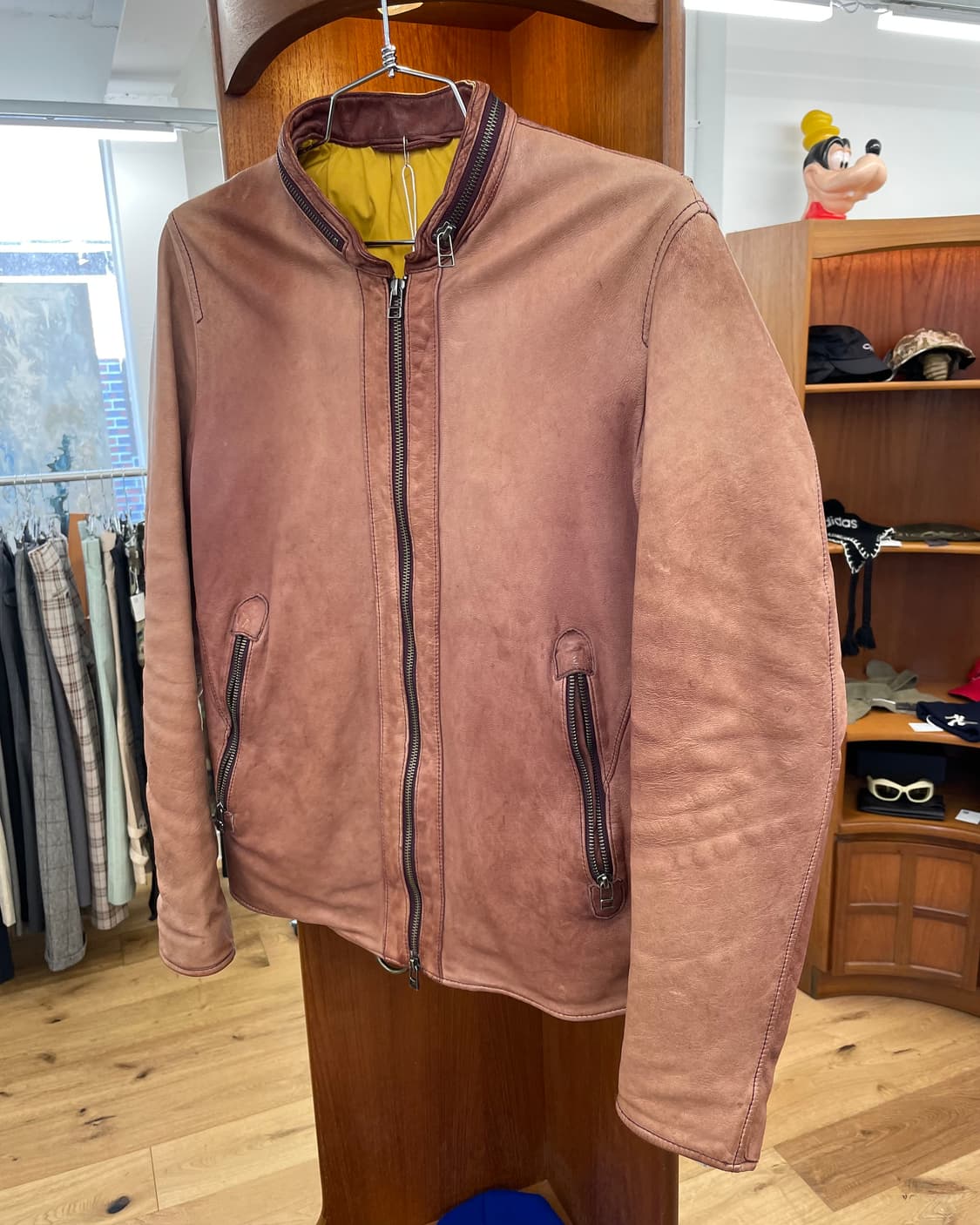 [M] 맨즈멜로즈 핑크 레더 자켓 상품이미지5