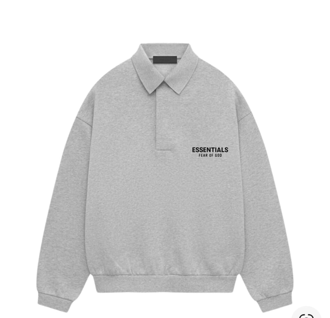 [L] 피오갓 에센셜 플리스 폴로 스웨트셔츠 라이트 헤더 그레이 상품이미지2