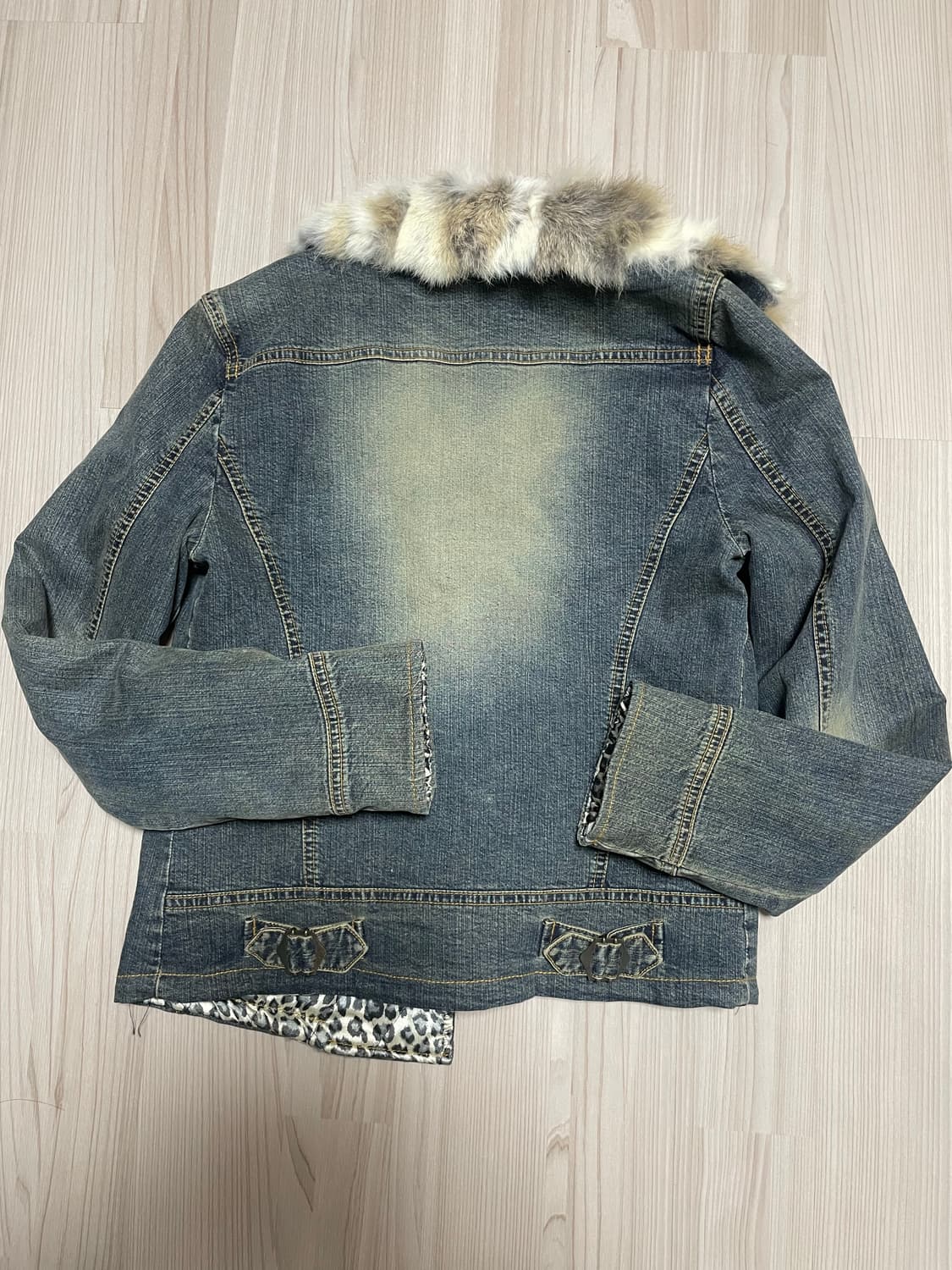 Leopard denim fur jacket 상품이미지9