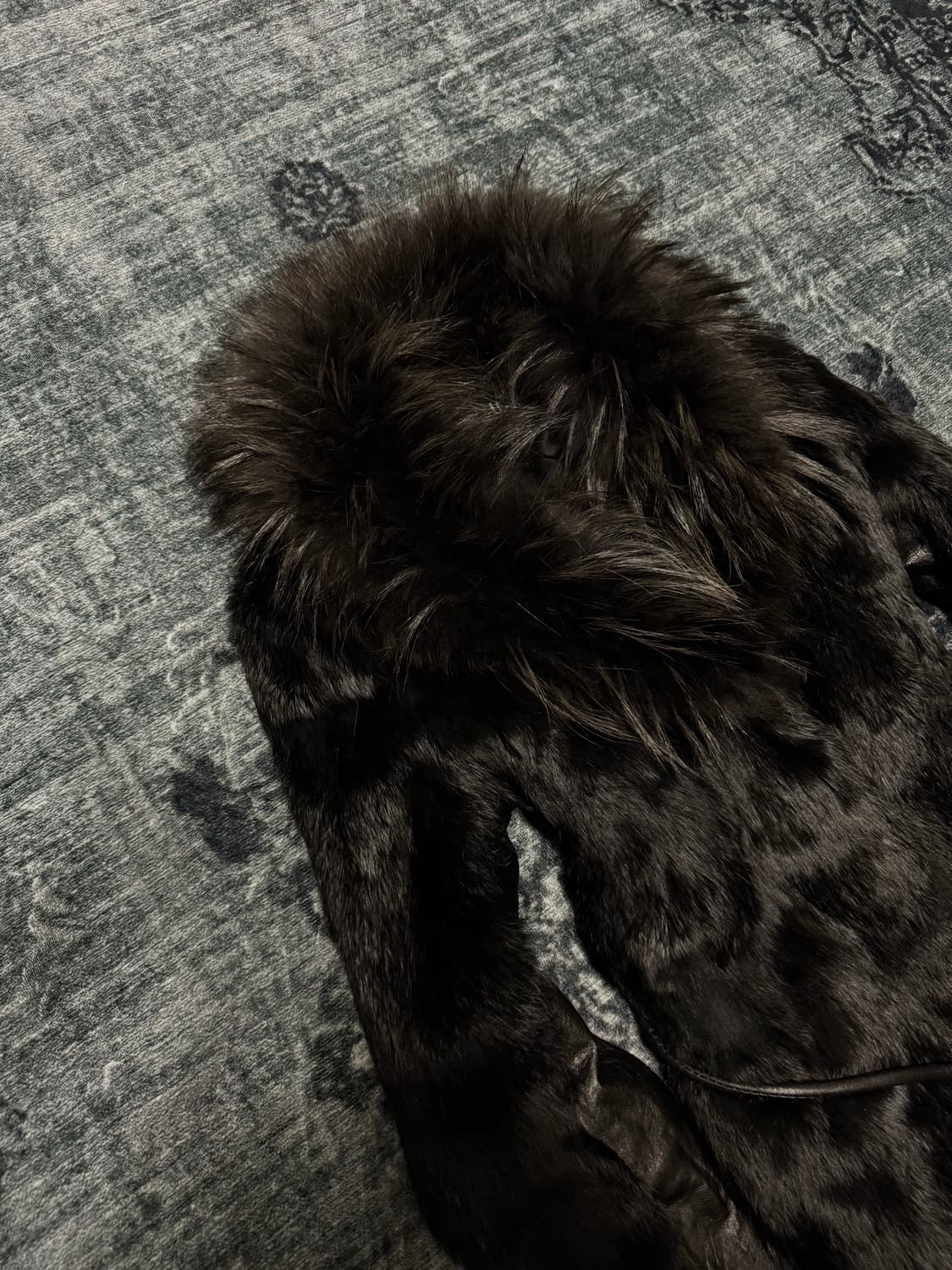 Unknown real fur trimming leather jacket 상품이미지2